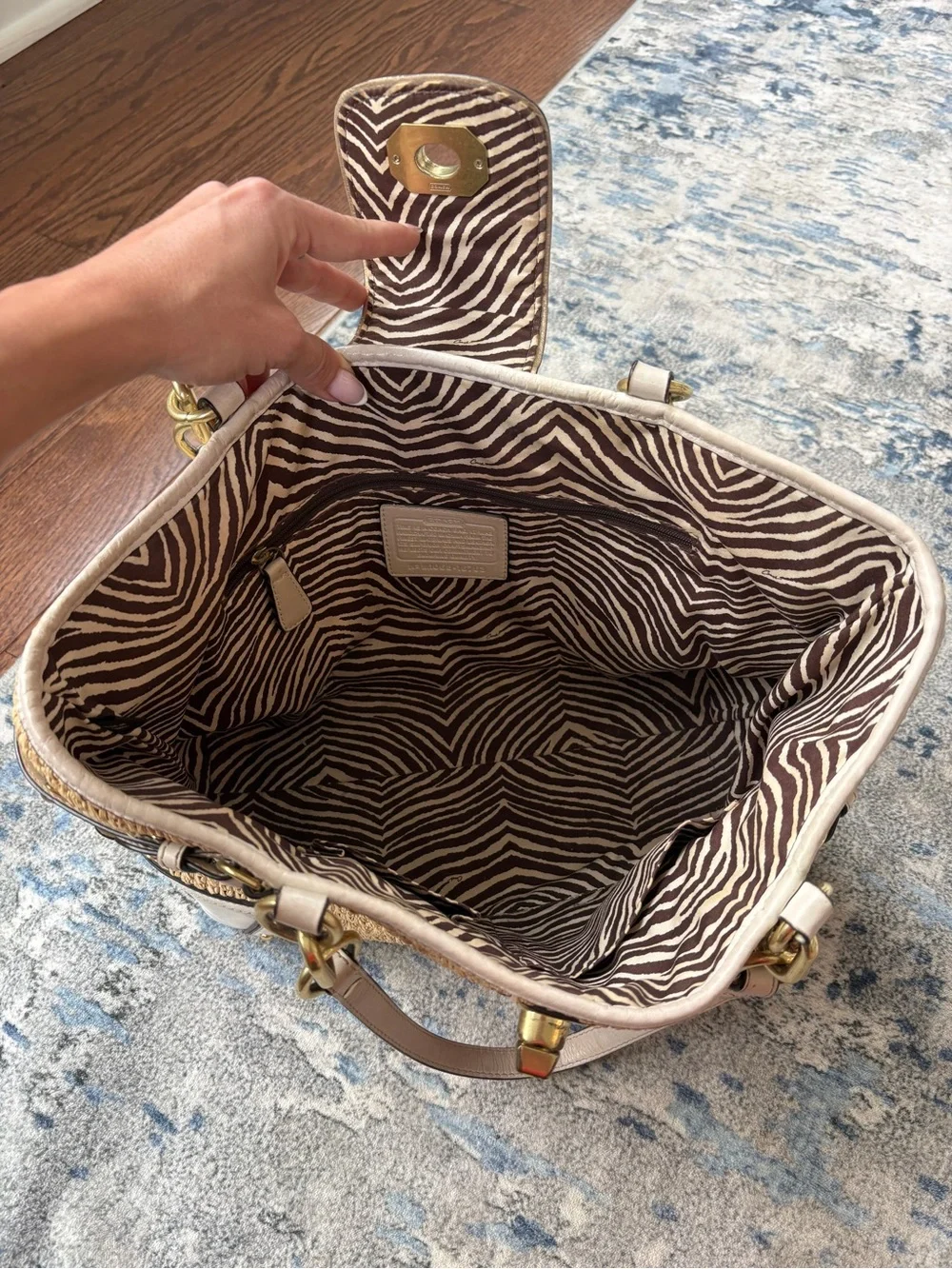Vintage Coach Rafia Tote Bag